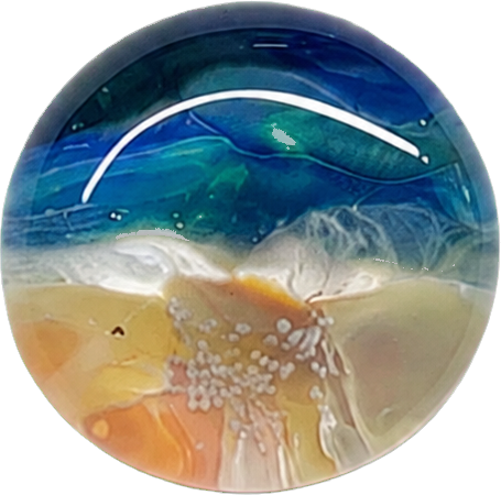 The Normandy Shore Pin, a miniature glass shoreline